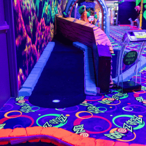 Putt Mania equipment at an indoor ship themed mini golf hole