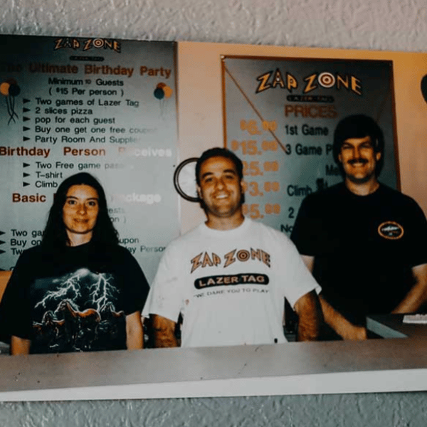 Carla, Ghaz, and Tim at Zap Zone Canton 1997